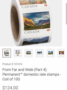 Bulk Pack: 2 Rolls (200) Canada
Post
Permanent Stamps